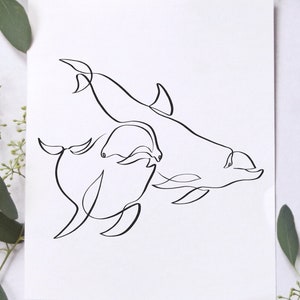 Dolphin Svg, Jpeg, Png, One line art, File For Cricut, Dolphin Silhouette, Dolphin Cut File for Cricut, Dolphin Clipart, Dolphin Printable