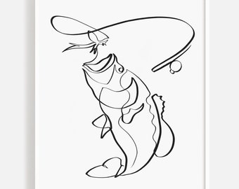 Fishing Svg, Jpeg, Png, One line art, Hooked On Daddy, Fishing Dad, Fishing Lover, Father's Day, Fishing Svg File For Cricut, Printable Art
