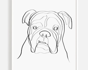 Minimal Bulldog Art Svg, Jpeg, Png, One line Digital Download, Printable Dog Art, Dog Wall Art, Pet Shop Wall Art, Bulldog Single Line Shirt