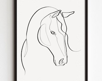 Horse Svg, Jpeg, Png, One line art, Horse head, Beautiful horse file for Cricut, Horse instant download, Elegant horse, Horse lover wall art