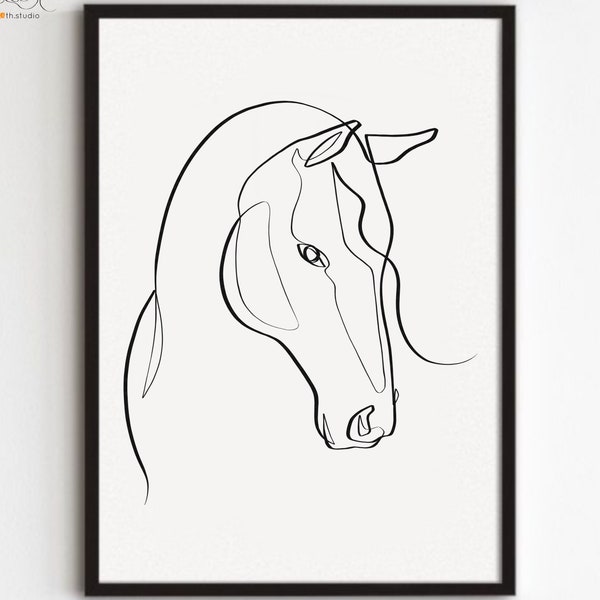 Horse Svg, Jpeg, Png, One line art, Horse head, Beautiful horse file for Cricut, Horse instant download, Elegant horse, Horse lover wall art