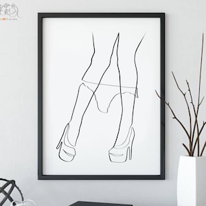 Instant Download Sexy Legs Art, One Line Art, Printable Line Art, Sexy Legs Wall Art, Couple Gift Ideas, Relationship Gift, Love Wall Art