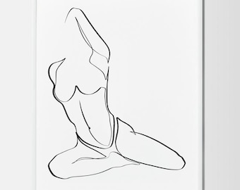 Natychmiastowe pobieranie Curvy Body Woman Art, One Line Art, Woman Art Printable, Woman Body Drawing, Female Figure art, Bathroom / Bedroom line art