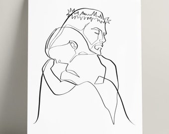 Jesus's hug Svg, Jpeg, Png, One line art God's hug, Hugging baby, Christian Svg, Jesus did it, Digital download, Easter, Christian wall art