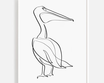 Instant Download Minimal Pelican Art, One line Pelican, Printable Pelican, Pelican Wall Art, Digital Pelican, Bird Poster, Pelican Art Gift