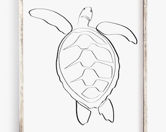 Instant Download Minimal Sea turtle art, One line Sea turtle art, Printable Sea turtle, Sea turtle Wall Art, Digital Turtle, Sea turtle Gift