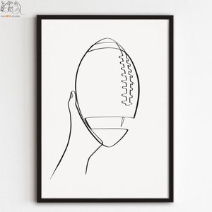 Instant Download American football Art, One line art, Printable Line Art, American football  Wall Art, Sport Day Gift Ideas, Family Gift Art