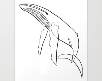 Instant Download Blue whale, One line Art Blue whale, Minimal Blue whale, Line Art, Blue whale Poster, Digital Canvas, Blue Whale Wall Art
