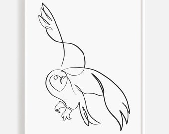 Instant Download Minimal Owl Art, One line Owl Art, Printable Owl, Owl Wall Art, Digital Owl, Bird Poster, Owl Art Gift, Owl Lover, Owl Line