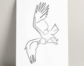 Instant Download Minimal Eagle Art, One line Eagle Art, Printable Eagle, Eagle Wall Art, Digital Eagle, Bird Poster, Eagle Gift, Hawk Lover