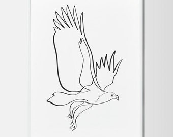 Minimal Hawk Art Svg, Jpeg, Png, One line art, Printable Hawk, Hawk Wall Art, Digital Hawk, Bird Poster, Hawk art for Cricut, Hawk Lover art