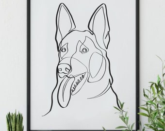 German Shepherd Svg, Jpeg, Png file, One line art dog Svg, Cut files for Cricut, Cricut Svg, Cutting template, German Shepherd Printable Art