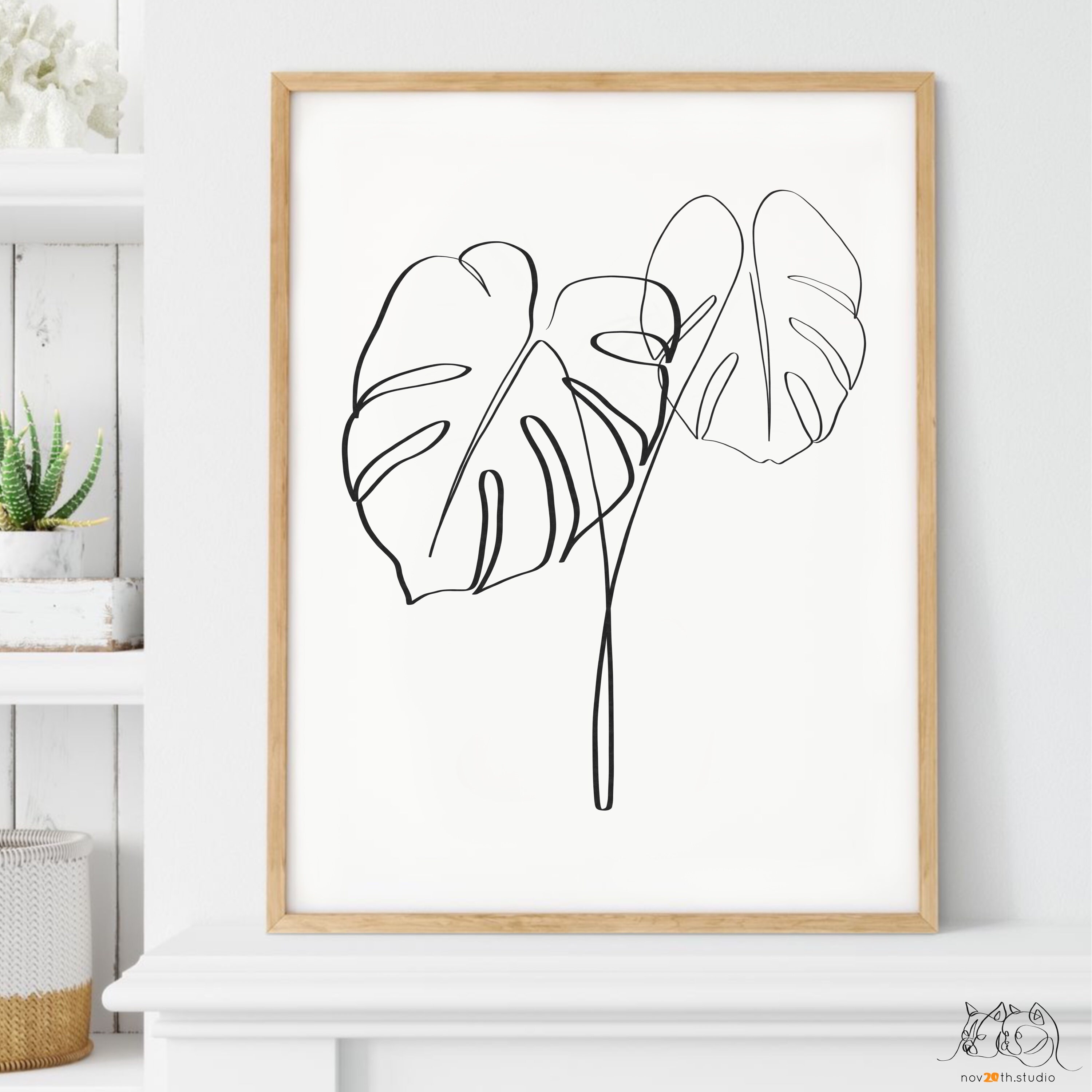 Monstera Svg, Jpeg, Png, One Line Art Monstera Leaf, Monstera Leaf Cut