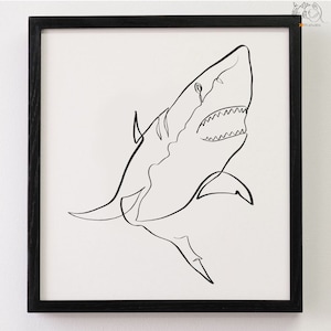 Shark Svg, Jpeg, Png, One line art, Sharks Mascot Svg, Great White Shark Silhouette Cut File, Shark Clip Art Cricut, Shark Instant Download