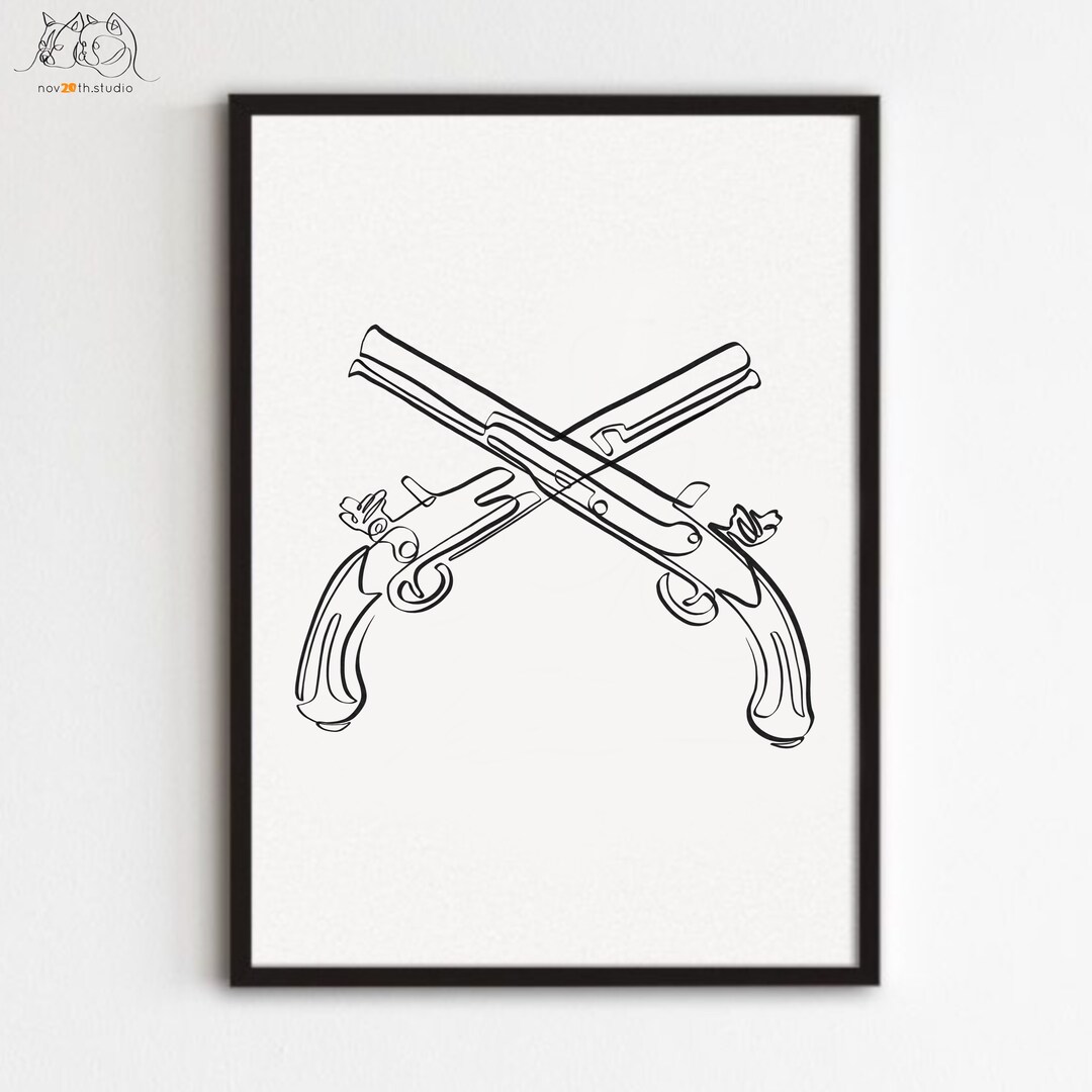Mezzleloader Rifle Svg Crossed Pistols Svg, Jpeg, Png, One Line Crossed Pistols, Muzzleloader ...