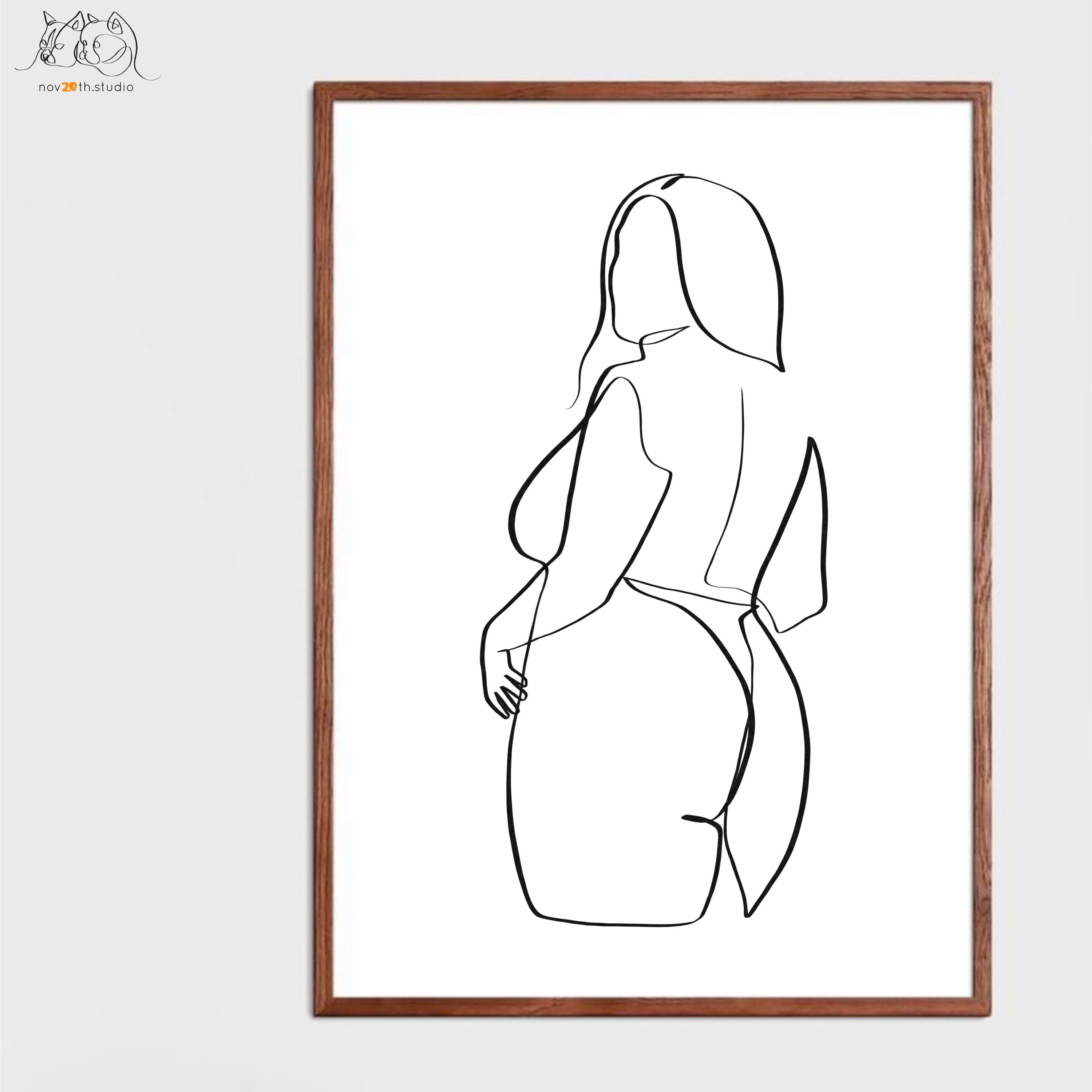 Instant Download Curvy Body Woman Art, One Line Art, Woman Art ...