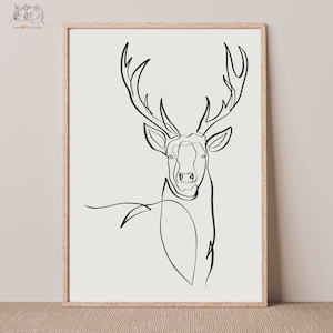 Deer Svg, Jpeg, Png, One line art, Deer Clipart, Deers svg, Hunting svg Files, Cut File Files for Cricut Silhouette, T-shirt, Printable Wall