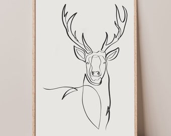 Deer Svg, Jpeg, Png, One line art, Deer Clipart, Deers svg, Hunting svg Files, Cut File Files for Cricut Silhouette, T-shirt, Printable Wall