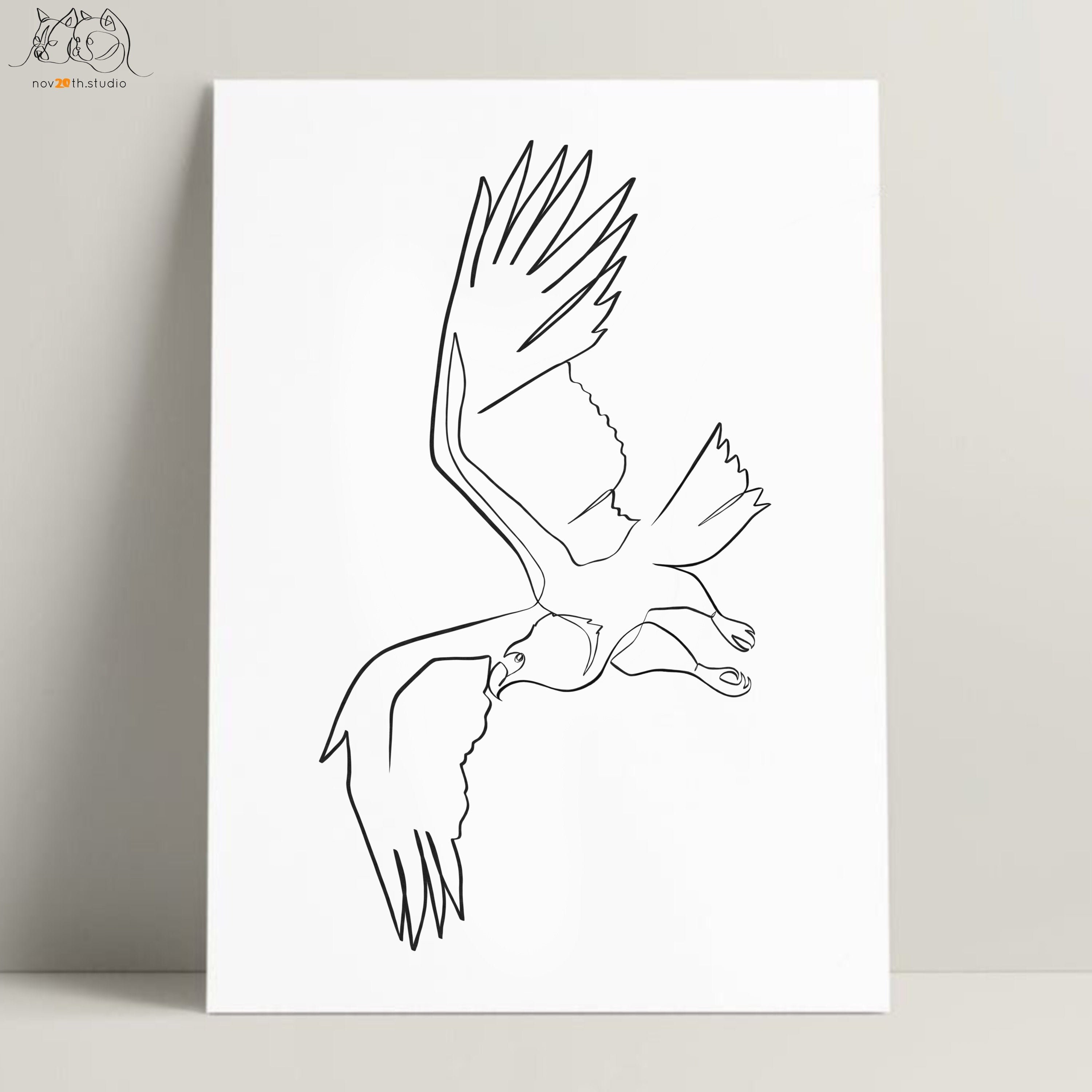 Single Line Eagle Instant Download Minimal Eagle Art, One Line Eagle Art, Printable Eagle ...