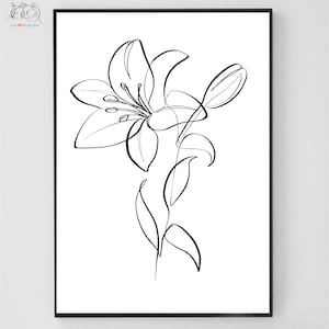 Lilia Svg, Jpeg, Png, Grafika jednoliniowa, Sztuka kwiatowa, Kwiat do druku, Szablon lilii, Clipart lilii, Plakat lilii, Sylwetka lilii, Kwiat do sypialni
