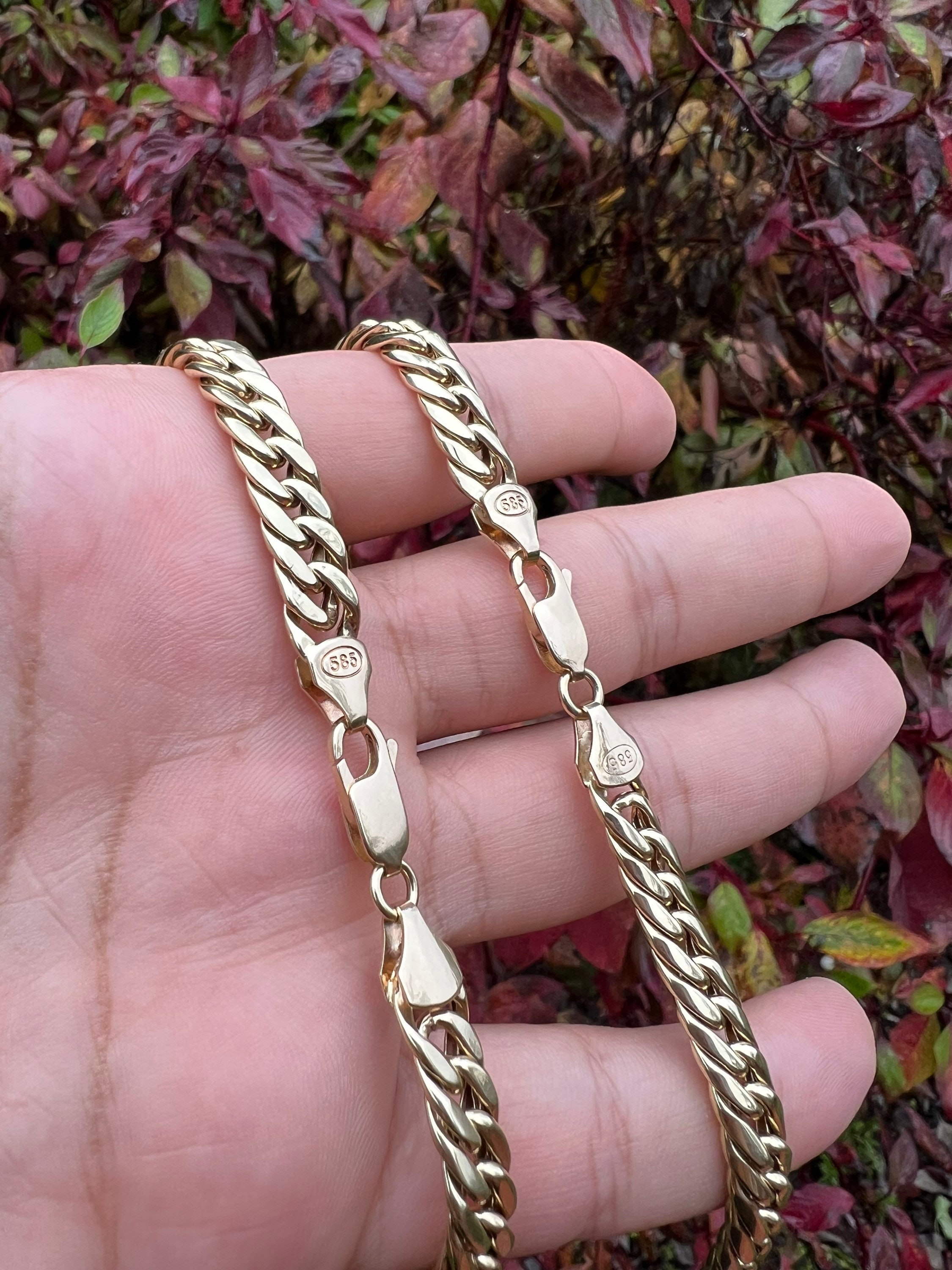 14k Real Gold Miami Cuban Curb Chain 7.80mm , 14k Miami Cuban Link