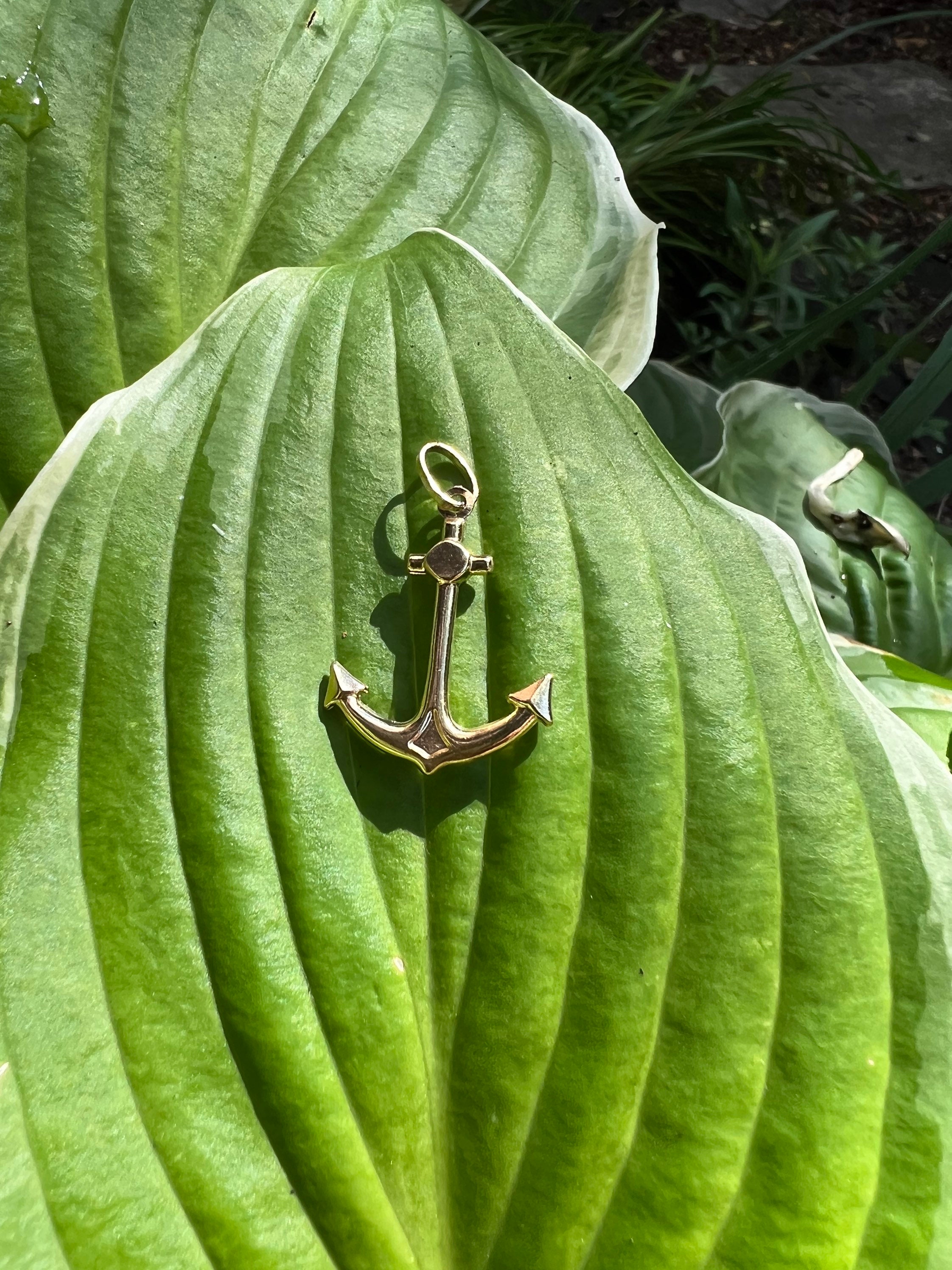 18k Solid Gold Anchor Pendant Unique Design Anchor Pendant Etsy
