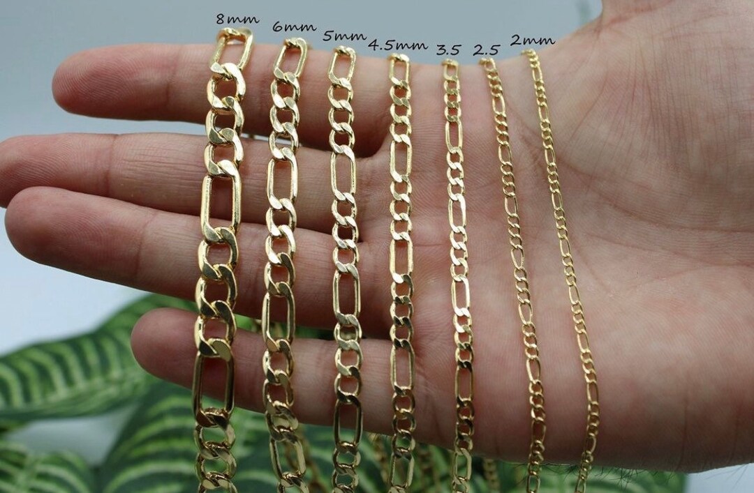 18k solid gold figaro chain deals