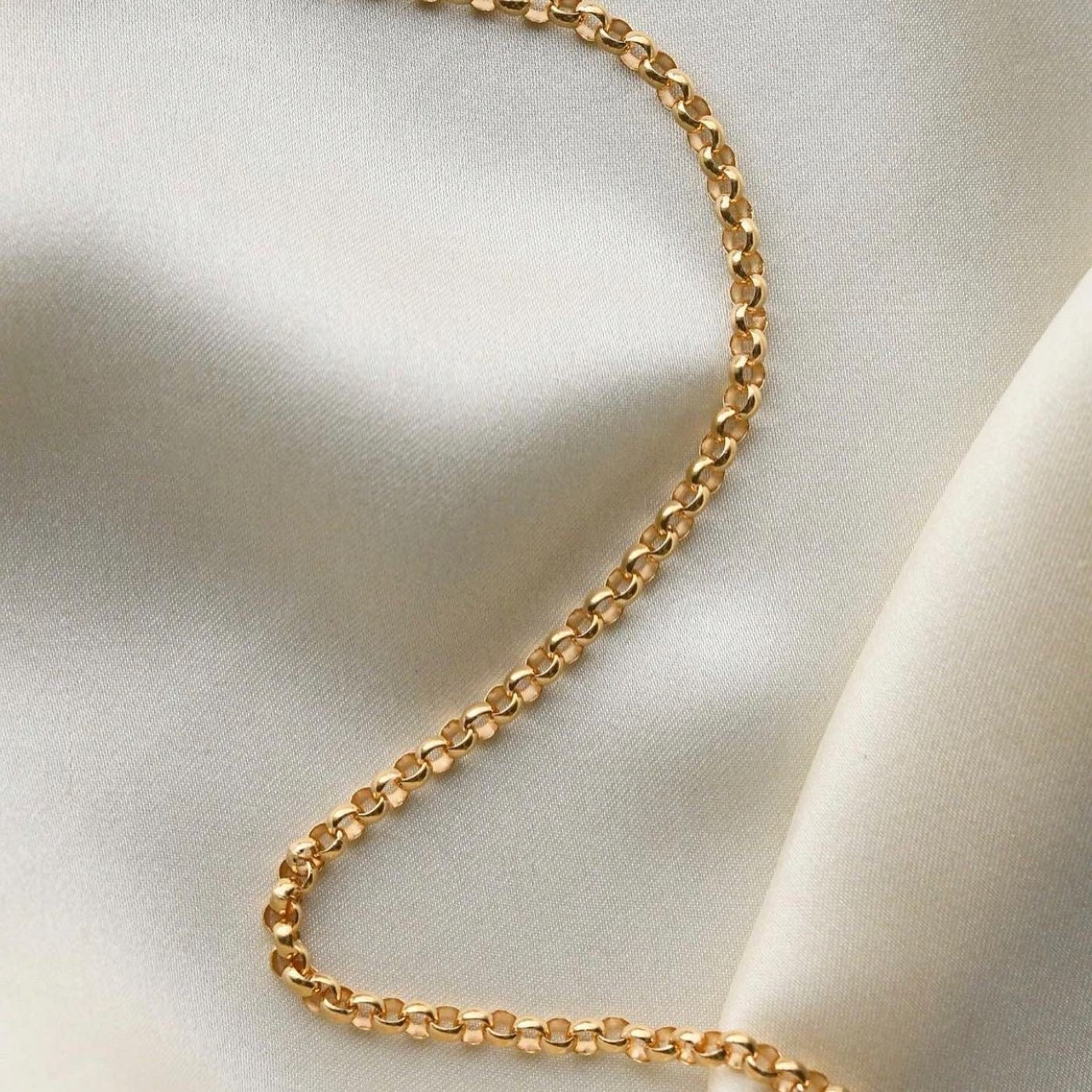 18k Solid Gold Rolo Chain 18k Gold Rolo Chain Gold Rolo Etsy