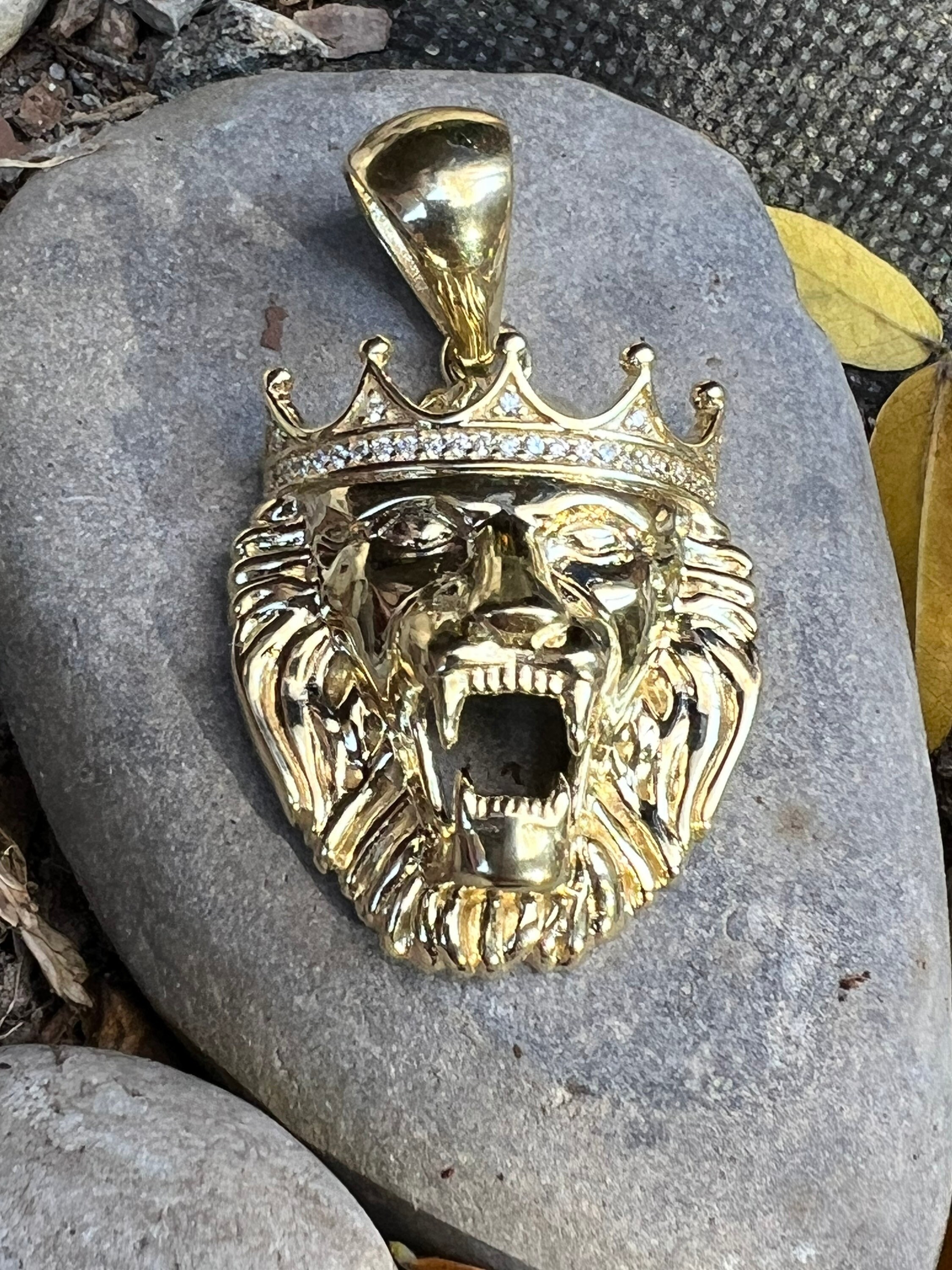 14k Solid Gold Lion Pendant 14k Lion Pendant 14k Solid Gold Etsy