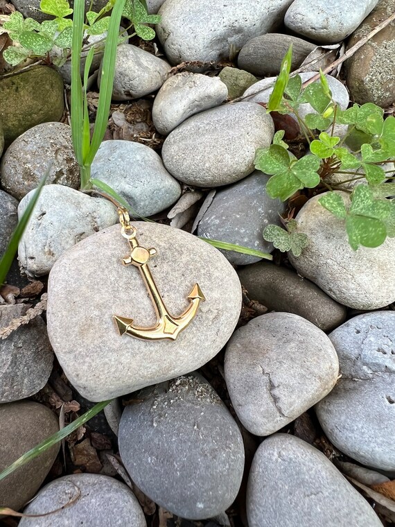 Buy 18k Solid Gold Anchor Pendant Unique Design Anchor Pendant