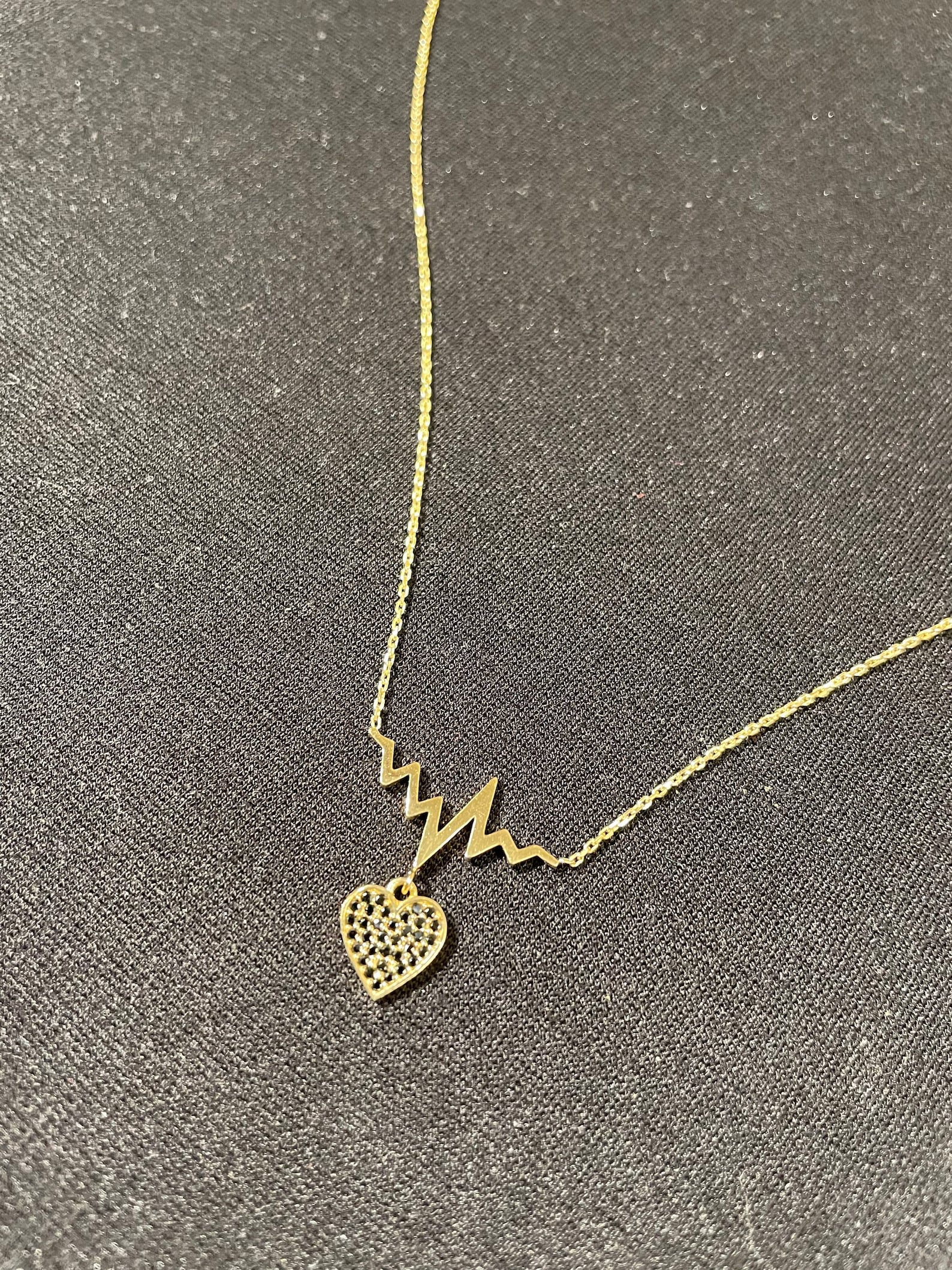 14k Pure Gold Heart Beat Necklace 14k Life Line Necklace Etsy