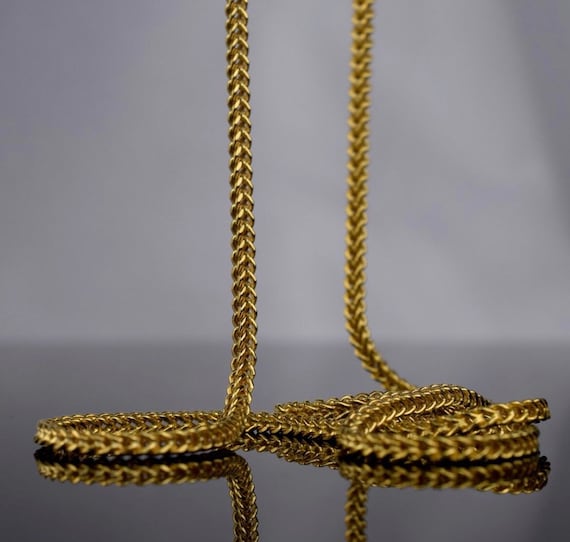 18k Solid Gold Foxtail Chain Foxtail Chain Foxtail Necklace Etsy