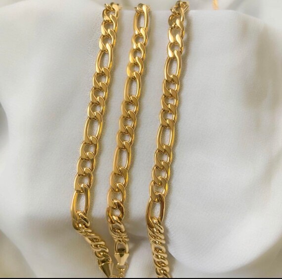 Solid 14K Gold Figaro Chain Italian 14kt Gold Chain Real Gold