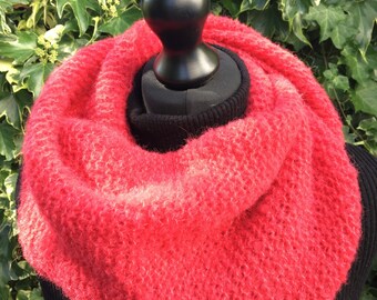 Alpaca triangle scarf, knitted wrap, red, cherry red, hand knitted, soft, warm, light as a cloud