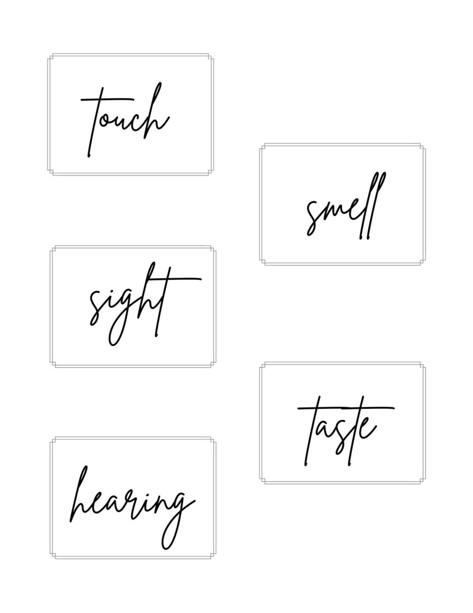 5 Senses Gift Tags Free Printable