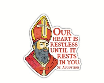Saint Augustine Quote Sticker 2pcs | Heart Is Restless | Catholic Sticker | Religious Gift | SQ417
