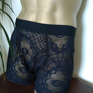 Boxer briefs black lace and see through with thick waistband new design image 1
