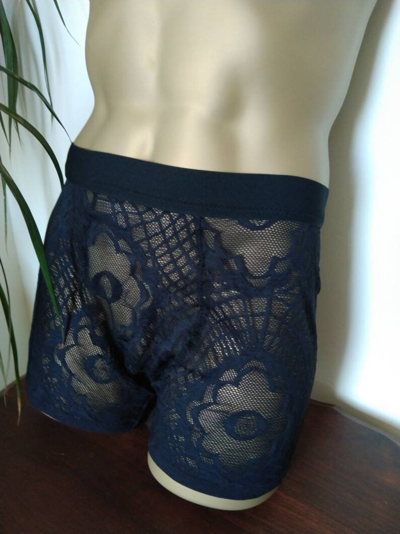 Boxer briefs black lace and see through with thick waistband new design image 1