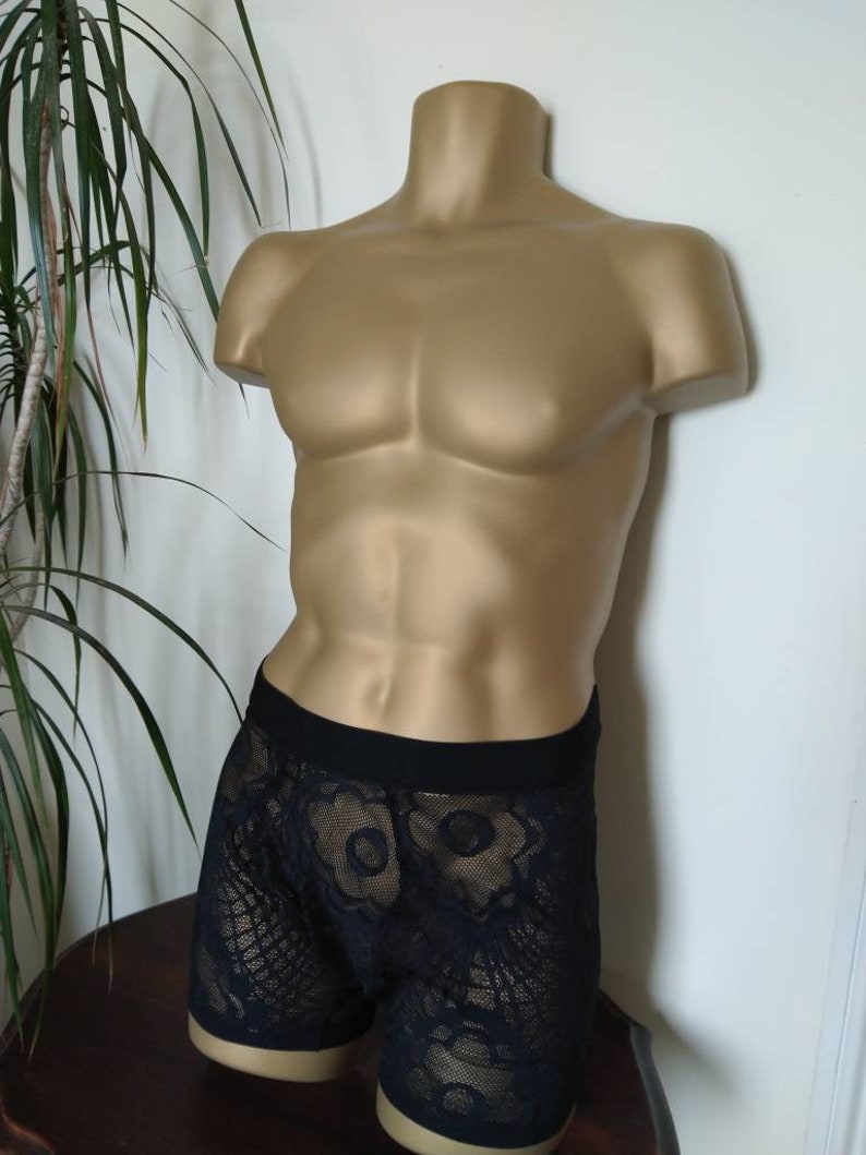 Boxer briefs black lace and see through with thick waistband new design image 4