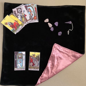 Tarot Lesetuch, kleine Orakel Decke, Runen Tischdecke, Pagan Hexen Altar, Samt handgemachte Wahrsagematte, Satin, gefüttert