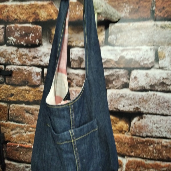 Hobo Tasche, Jeden Tag Umhängetasche, Upcycled Denim Tasche, Handgemachte Denim Tasche, Upcycle Mode, Denim Mode, Große Einkaufstasche