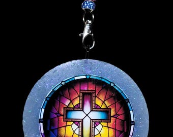 Bamboo Scented Vehicle Freshie Air Freshener - Stained Glass Cross