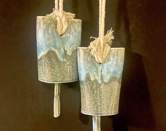 Ceramic Bell/Chime - Glacier Blue/Multi Color - Birthday, Wedding, Bereavement, Mom, Dad, Housewarming Gift, Dinner,Cow Bell