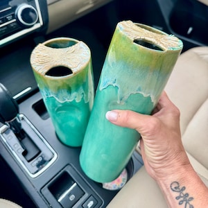 Etwas wackeliger, aber voll funktionsfähiger Reisebecher - handgefertigte Keramik - 29-32 oz. (Kalt/Warm Getränke).
