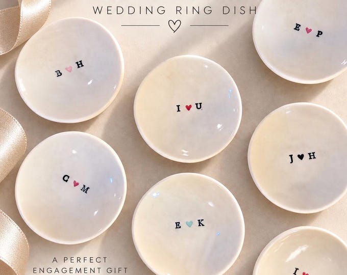 Personalized Initial Wedding Gift, 3.25 inch Handmade Ring Dish/Bowl