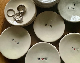 Handmade Ceramic Ring Bowl: Personalized Initial Gift, 3.25 inch