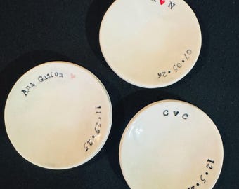 Handmade Ceramic Ring Bowl: Personalized Rim Gift, 3.25 inch