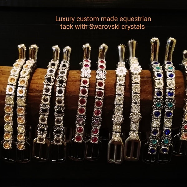 Luxury custom made riding spurs with Swarovsky crystals