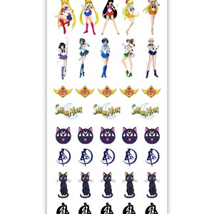 Sailor Girl Luna Moon Anime Nail Decals - Water Transfer Anime Cartoon Nail Stickers - Manicure Accessories - Nail Supplies