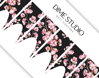 Cherry Blossom French Tip Nail Wraps - Floral Nail Decals